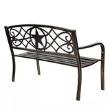 Powder Coated Steel 4-ft. Outdoor Patio Garden Bench in Bronze Metal Finish - FREE SHIPPING