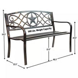 Powder Coated Steel 4-ft. Outdoor Patio Garden Bench in Bronze Metal Finish - FREE SHIPPING