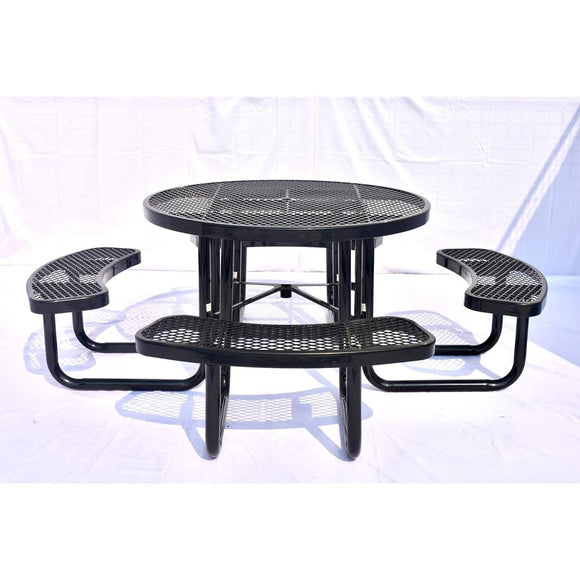 Heavy Duty Steel Metal Round Picnic Table w/ 4 Benches Outdoor Patio Dining Set - FREE SHIPPING