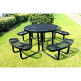 Heavy Duty Steel Metal Round Picnic Table w/ 4 Benches Outdoor Patio Dining Set - FREE SHIPPING