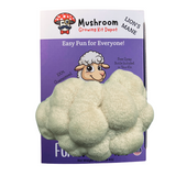 Mushroom growing kit packaging with a cartoon sheep on a purple background