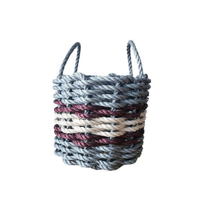 Lobster Rope Basket Light Gray and Light Tan, Burgundy Accents - FREE SHIPPING