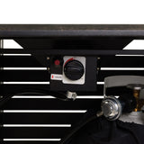 Control panel with a knob and switch on a black background