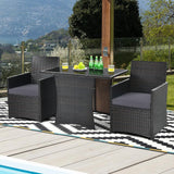 3-Piece Outdoor Patio Furniture Bistro Dining Set in Brown Grey PE Rattan - FREE SHIPPING