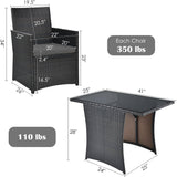 3-Piece Outdoor Patio Furniture Bistro Dining Set in Brown Grey PE Rattan - FREE SHIPPING