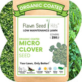 Flawn Seed Kits organic coated micro clover seed packet with grass background