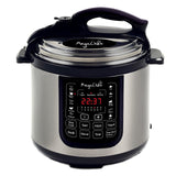 MegaChef pressure cooker with digital display on a white background