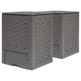 Set of 2 - Outdoor Garden 158 Gallon Compost Bin Set in Brown Plastic Rattan - FREE SHIPPING