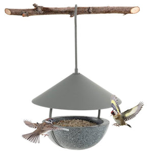 Small Hanging Bird Feeder with Metal Cone Rain Protector Top - FREE SHIPPING