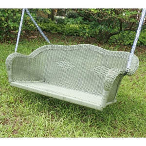 Resin Wicker Porch Swing with 4-ft Hanging Chain in Moss - FREE SHIPPING