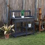 Grey Wood Outdoor Garden Potting Bench Storage Shelf with Removeable Sink - FREE SHIPPING