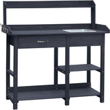 Grey Wood Outdoor Garden Potting Bench Storage Shelf with Removeable Sink - FREE SHIPPING