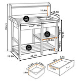 Grey Wood Outdoor Garden Potting Bench Storage Shelf with Removeable Sink - FREE SHIPPING