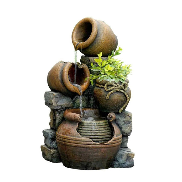 2-in-1 Outdoor Polyresin 15-Gallon Pouring Pots Water Fountain Planter - FREE SHIPPING