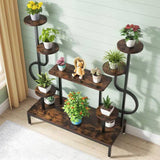 Modern Industrial Metal Wood Stepped Shelf Bookcase Plant Stand Shelving Unit - FREE SHIPPING