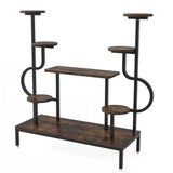 Modern Industrial Metal Wood Stepped Shelf Bookcase Plant Stand Shelving Unit - FREE SHIPPING