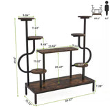 Modern Industrial Metal Wood Stepped Shelf Bookcase Plant Stand Shelving Unit - FREE SHIPPING