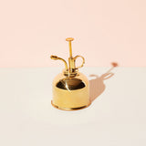 Gold Mister on a light pink background