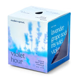 Candle packaging with lavender design and 'modern sprout' branding Garden Vibes Candle/Planter 2-in-1