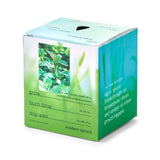 Green candle packaging with plant imagery and text on a white background Garden Vibes Candle/Planter 2-in-1