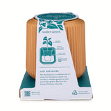 Modern Sprout packaging with wooden pot and plant illustration on a white background Flower Grow Kits