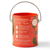 Red spruce tree grow kit container with green leaf patterns on a white background