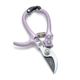 Purple gardening shears with a white background