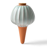 Terracotta Watering Bulb with a light blue top and orange base on a white background