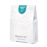 Replant Kit packaging for organic basil on a white background