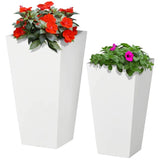 Set of 2 Modern Lightweight Outdoor Patio Flower Pot Planter Box in White - FREE SHIPPING