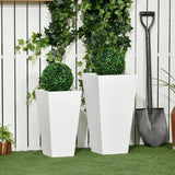 Set of 2 Modern Lightweight Outdoor Patio Flower Pot Planter Box in White - FREE SHIPPING