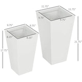 Set of 2 Modern Lightweight Outdoor Patio Flower Pot Planter Box in White - FREE SHIPPING