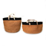 Floor Basket with Leather Handles