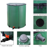 Green water storage tank with detailed features labeled on a white background