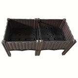 Brown woven planter box with black interior on a white background