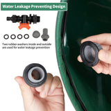 Water leakage prevention design with rubber washers and hose in hand on a white background