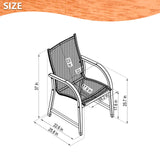 Measurement chart of a chair with dimensions labeled