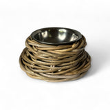 Rattan Pet Bowl with Food-Grade Stainless Steel Bowl