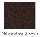 Solid brown color swatch labeled 'Milwaukee Brown' on a white background