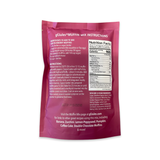 Pink muffin mix package with nutritional information and instructions on a white background