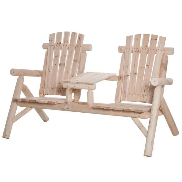 Adirondack Patio 2 Chair Lounger with Center Coffee Table Natural - FREE SHIPPING
