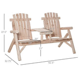 Adirondack Patio 2 Chair Lounger with Center Coffee Table Natural - FREE SHIPPING