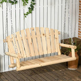 Natural Wooden 2-Seater Hanging Outdoor Porch Swing - FREE SHIPPING