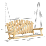 Natural Wooden 2-Seater Hanging Outdoor Porch Swing - FREE SHIPPING