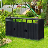 Outdoor Black Galvanized Steel Garbage Bin Storage Shed - Holds 3 Trash Cans - FREE SHIPPING