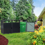 Outdoor Black Galvanized Steel Garbage Bin Storage Shed - Holds 3 Trash Cans - FREE SHIPPING