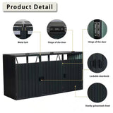 Outdoor Black Galvanized Steel Garbage Bin Storage Shed - Holds 3 Trash Cans - FREE SHIPPING