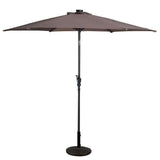 Tan 9-Ft Patio Umbrella with Steel Pole Crank Tilt and Solar LED Lights - FREE SHIPPING