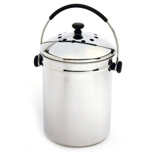 Stainless Steel Kitchen Compost Keeper Bin with Charcoal Filter - FREE SHIPPING