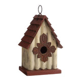 Outdoor A-Frame Solid Wood Bird House with Terracotta Color Slatted Roof - FREE SHIPPING